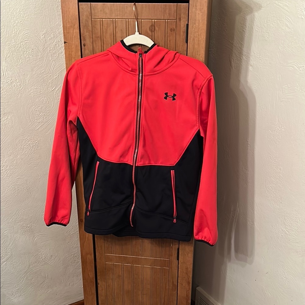 Under Armour Red and Black Raincoat with Hood